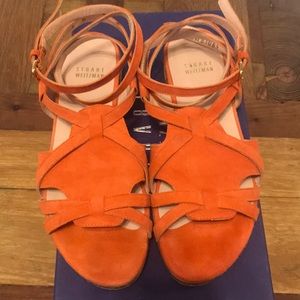 Stuart Weitzman Greek Sandal coral suede size 6